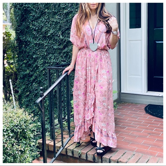 Faux Wrap Floral Beautiful Maxi Dress - Picture 4 of 12